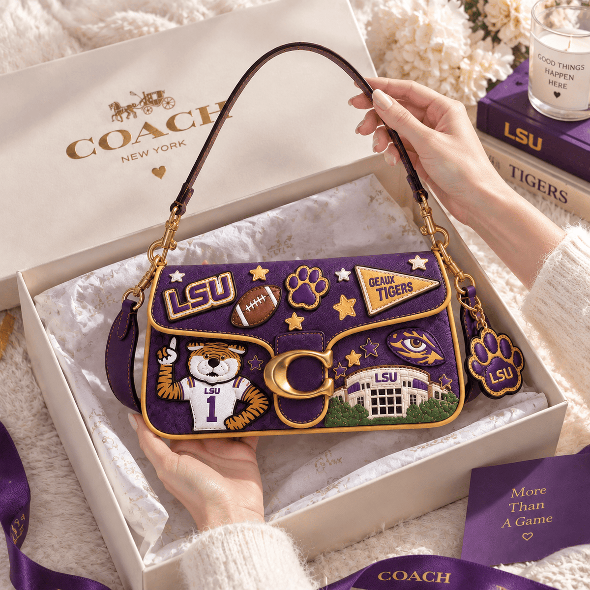 Premium LSU Coach Shoulder Cross With Charm NPL