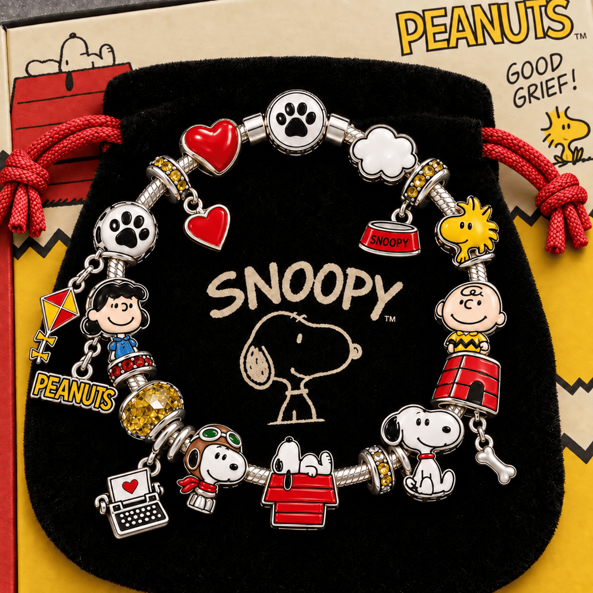 SNPY Silver Charm Bracelet Set TTTT