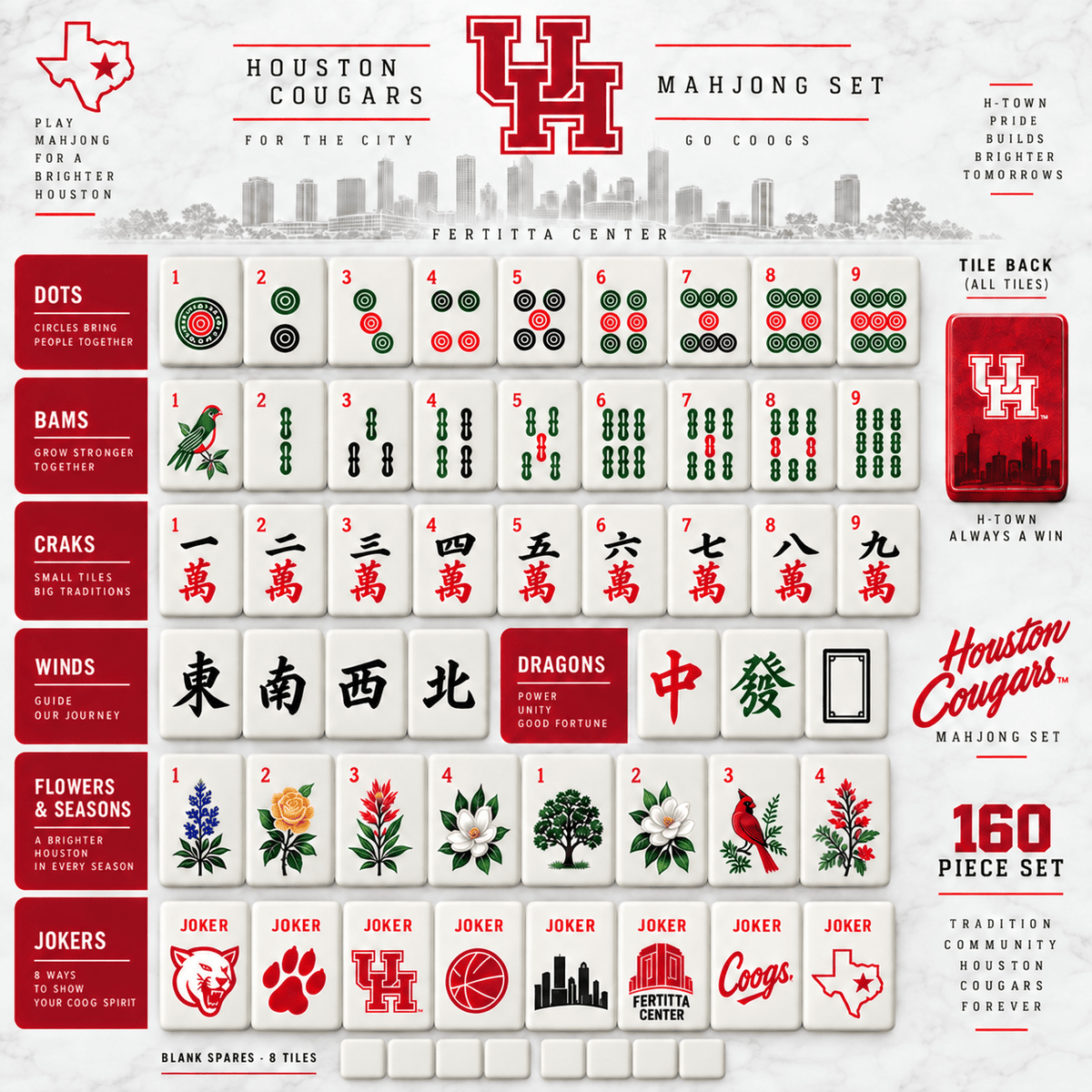 Premium HTCG Mahjong Tiles Set TNSM