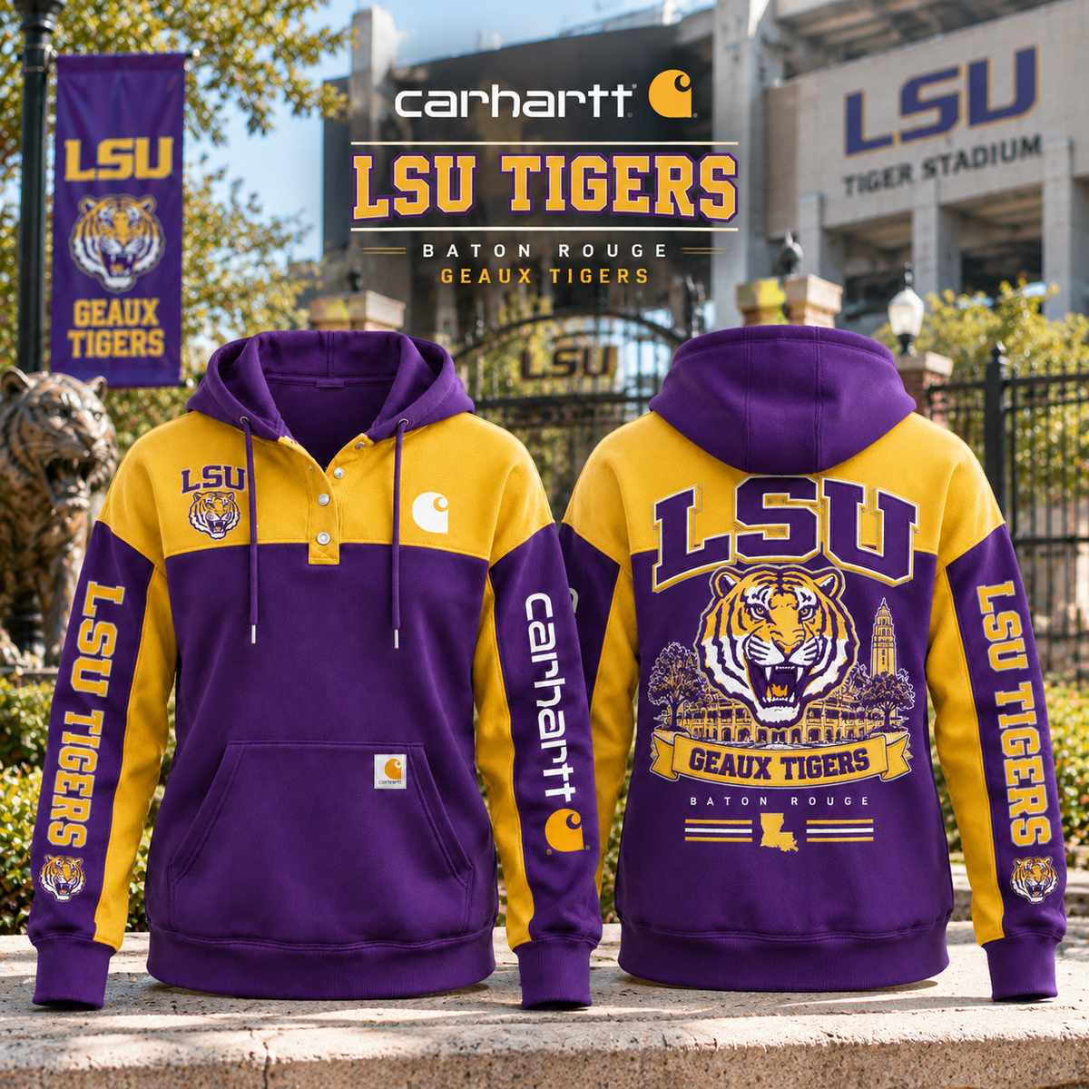PREMIUM LSU HOODIE COLOR BLOCK TTNL