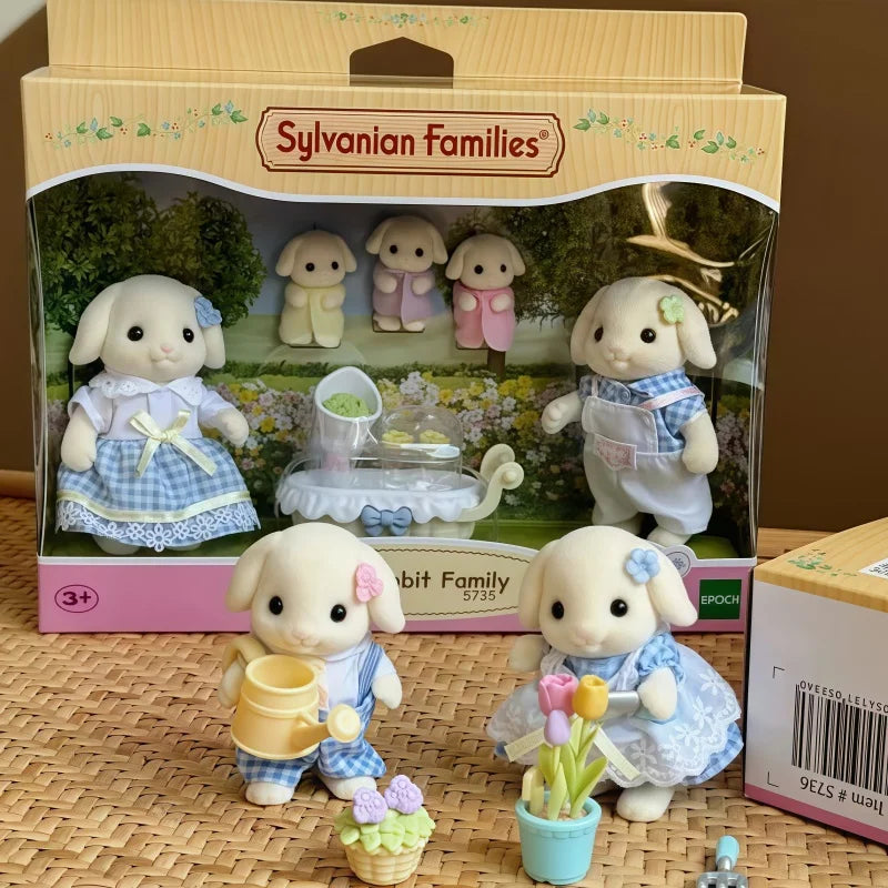 Anime Sylvanian Families Figures Highbranch Giraffe Animal Set Baby Set Doll Figrues Room Ornaments Christmas Flocking Toy Gift